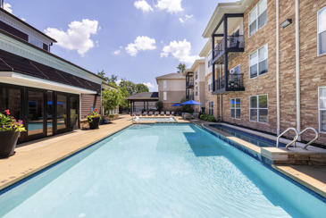 The large dazzling pool at The Chelsea apartments.