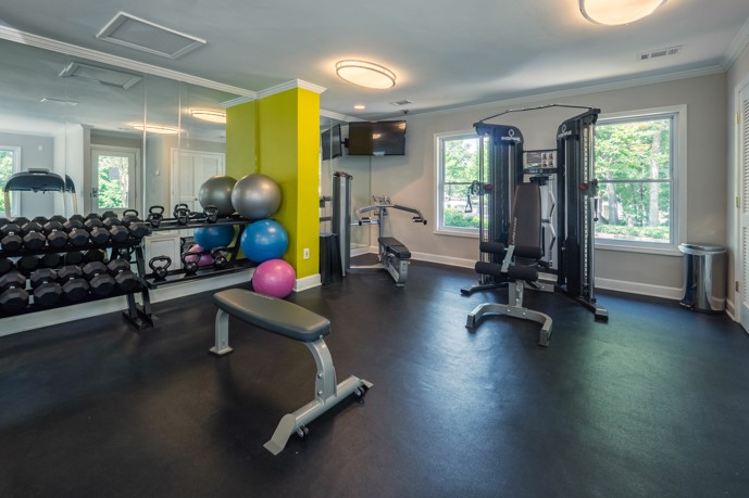 The fitness center provides residents with a well-equipped space for maintaining an active lifestyle and achieving their fitness goals.