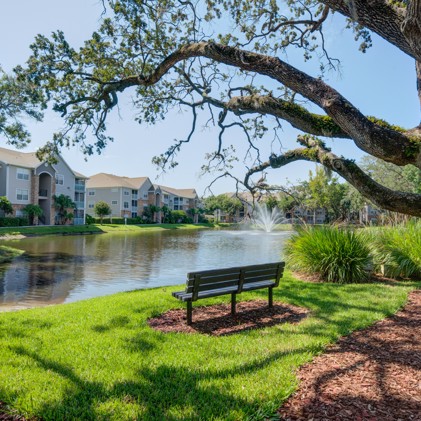 Enjoy the serene beauty of the pond at Rocky Creek, a peaceful oasis nestled within the community.