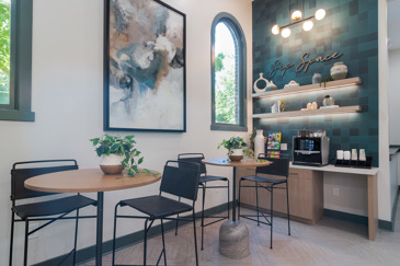 Newly renovated clubhouse with coffee station