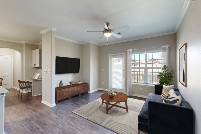 Large open floorplan living room.