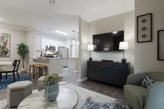 Large open floorplan living room.