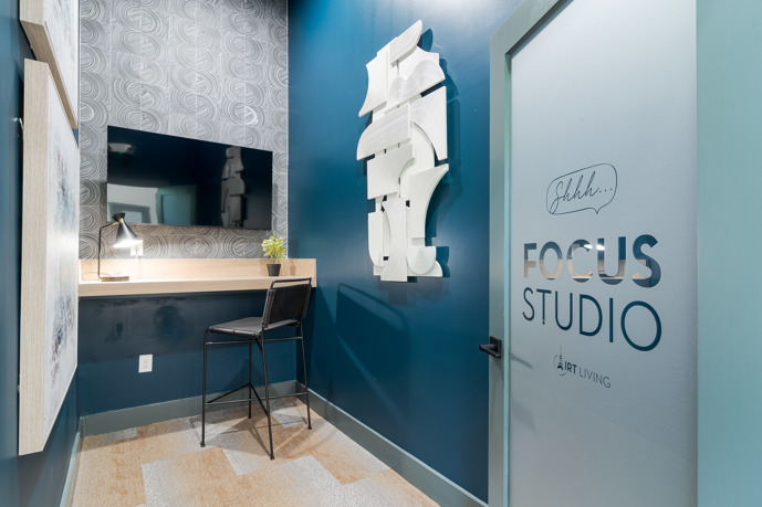 Newly renovated focus studios for private virtual meetings and work from home days