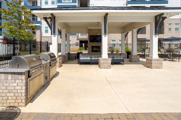 Poolside grilling station and gazebo