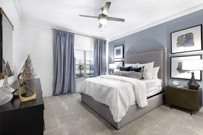 A comfortable bedroom offering residents a peaceful retreat for rest and rejuvenation.