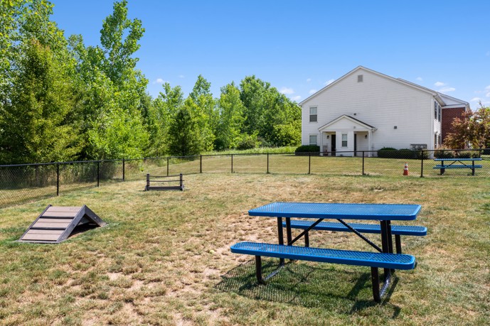 The dog park at Schirm Farms, providing a designated area for residents' dogs to exercise, play, and socialize.