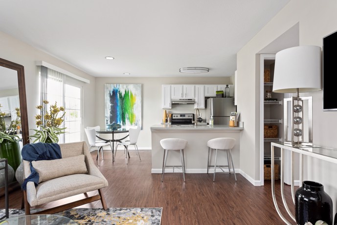 An open floor plan layout at Schirm Farms, offering residents a versatile and interconnected living space for comfortable living