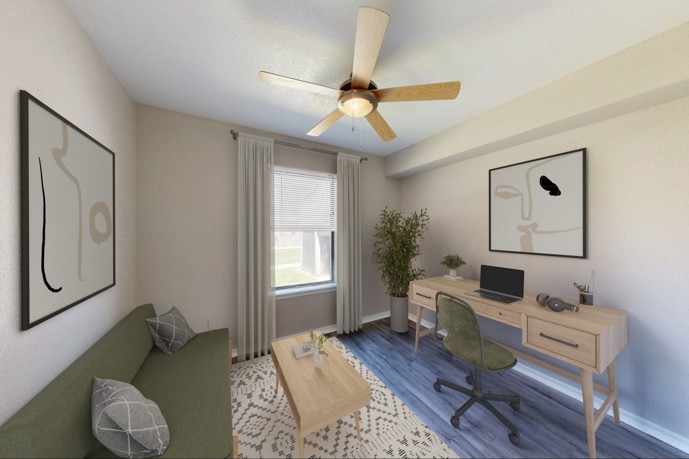 3rd bedroom offers the perfect flex space for an office or guest room