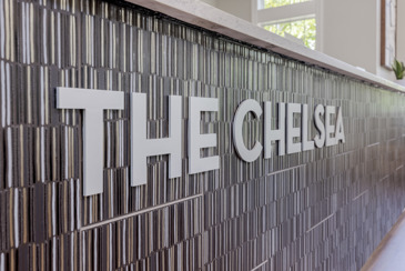 Design accrent in the expansive lounge at the clubhouse at The Chelsea.