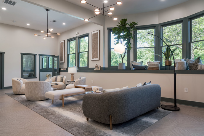 Newly renovated clubhouse with soft seating