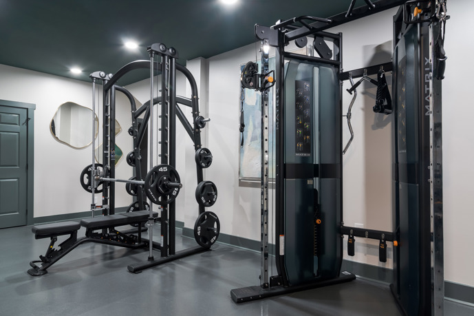 Newly renovated fitness center with strength equipment